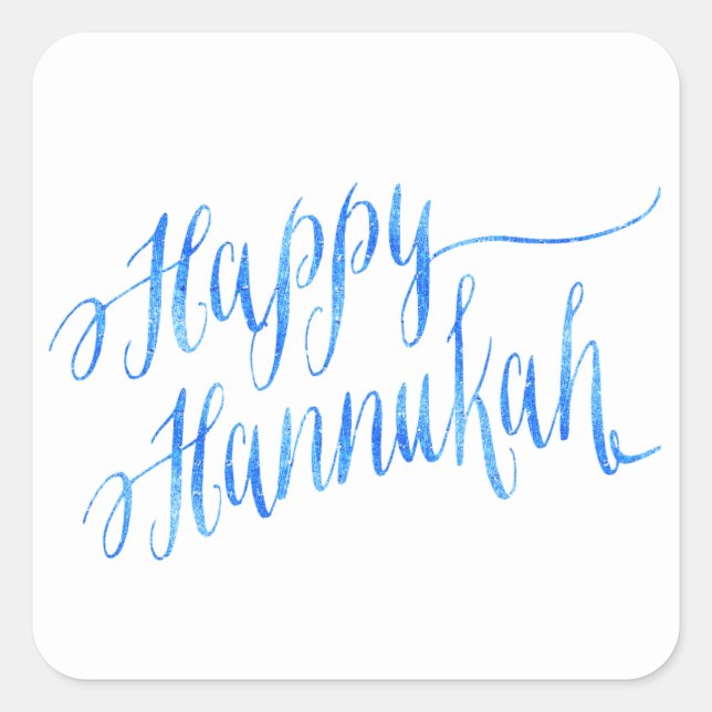 Pegatina Cuadrada Feliz Hanukkah Chanukah HANNUKKAH HANUKA (Anverso)
