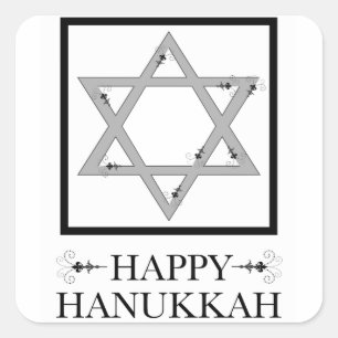 Pegatina Cuadrada feliz hanukkah (estrella de david elegance)