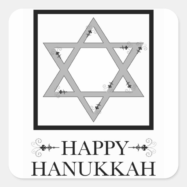 Pegatina Cuadrada feliz hanukkah (estrella de david elegance) (Anverso)