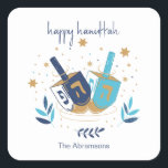 Pegatina Cuadrada Feliz Hanukkah Floral Dreidel<br><div class="desc">Felices pegatinas de Hanukkah Floral Dreidel. Personalice el texto personalizado anterior. En nuestra colección "Floral Hanukkah Menorah y Dreidel" se pueden encontrar elementos de coordinación adicionales.</div>