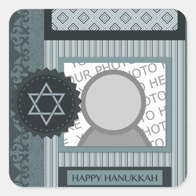 Pegatina Cuadrada feliz hanukkah (libro de recortes) (Anverso)