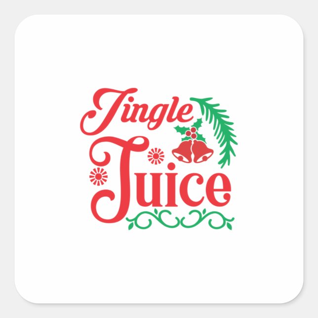 Pegatina Cuadrada Feliz Jugo de Canción Feliz Navidad (Anverso)