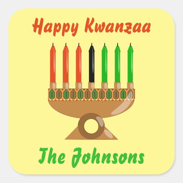 Pegatina Cuadrada Feliz Kwanzaa (Anverso)