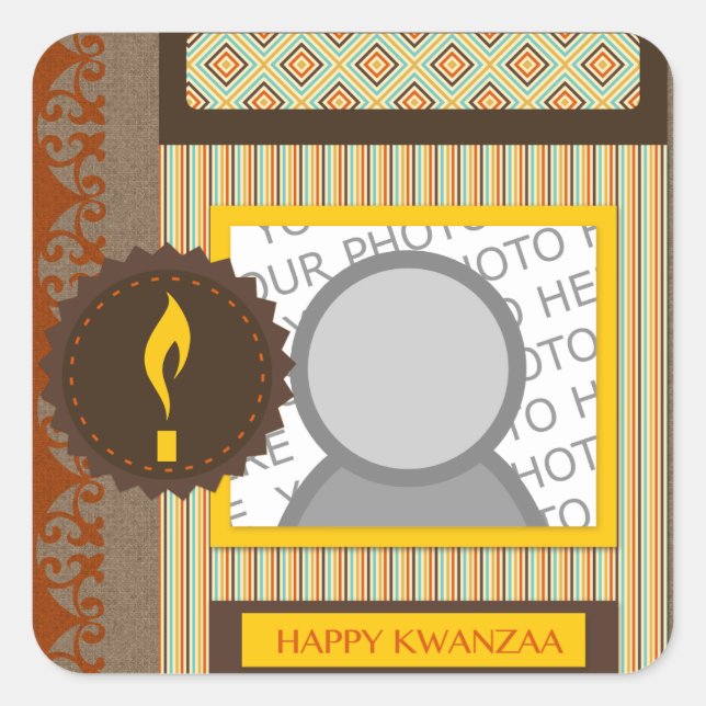 Pegatina Cuadrada feliz kwanzaa (libro de recortes) (Anverso)
