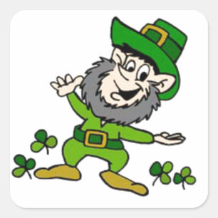 Pegatina Cuadrada Feliz Leprechaun