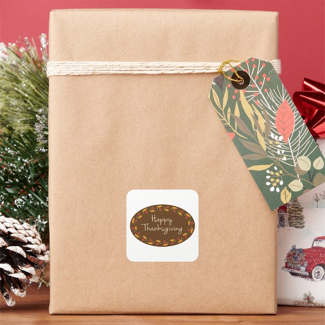 Pegatina Cuadrada Feliz mensaje de Acción de Gracias (Subido por el creador)