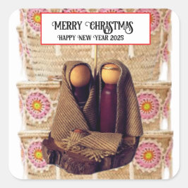 Pegatina Cuadrada ¡Feliz Navidad!