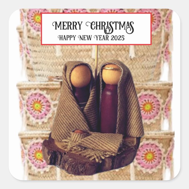 Pegatina Cuadrada ¡Feliz Navidad! (Anverso)