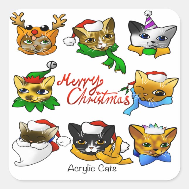 Pegatina Cuadrada Feliz Navidad (Anverso)
