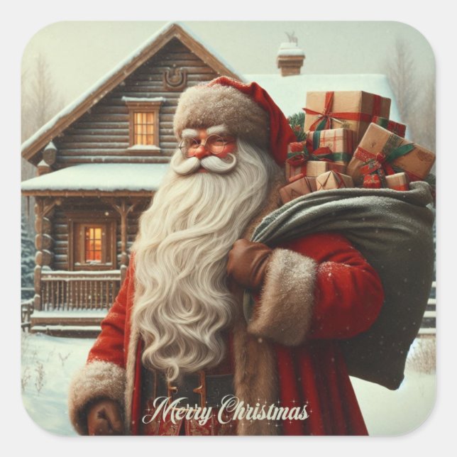 Pegatina Cuadrada Feliz Navidad (Anverso)