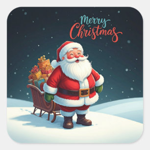 Pegatina Cuadrada Feliz Navidad