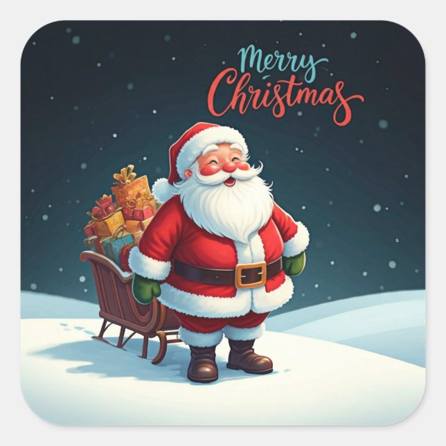Pegatina Cuadrada Feliz Navidad (Anverso)