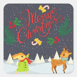 Pegatina Cuadrada Feliz Navidad