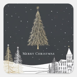 Pegatina Cuadrada Feliz Navidad