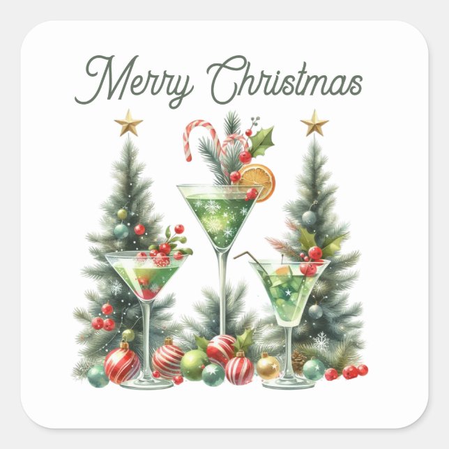 Pegatina Cuadrada Feliz Navidad (Anverso)
