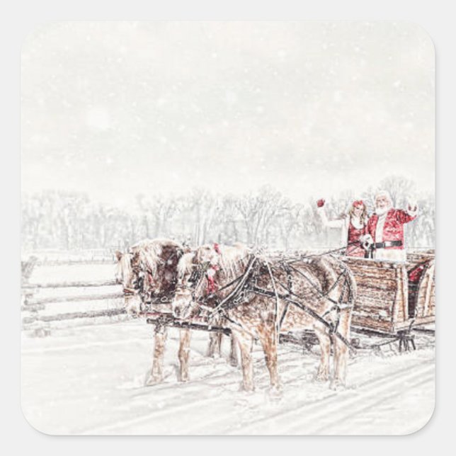 Pegatina Cuadrada Feliz Navidad (Anverso)