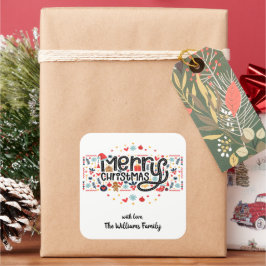 Pegatina Cuadrada Feliz Navidad