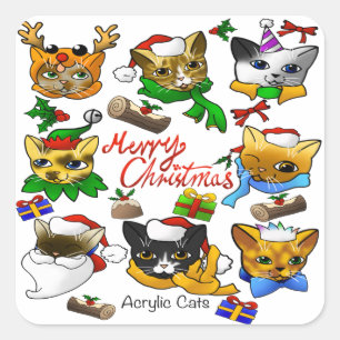 Pegatina Cuadrada Feliz Navidad