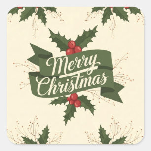 Pegatina Cuadrada Feliz Navidad