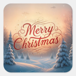 Pegatina Cuadrada Feliz Navidad
