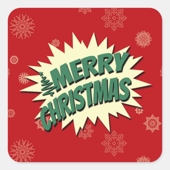 Pegatina Cuadrada Feliz Navidad (Anverso)