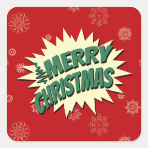 Pegatina Cuadrada Feliz Navidad