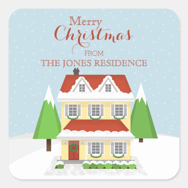 Pegatina Cuadrada Feliz Navidad (Anverso)