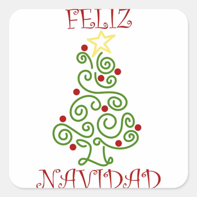 Pegatina Cuadrada Feliz Navidad (Anverso)