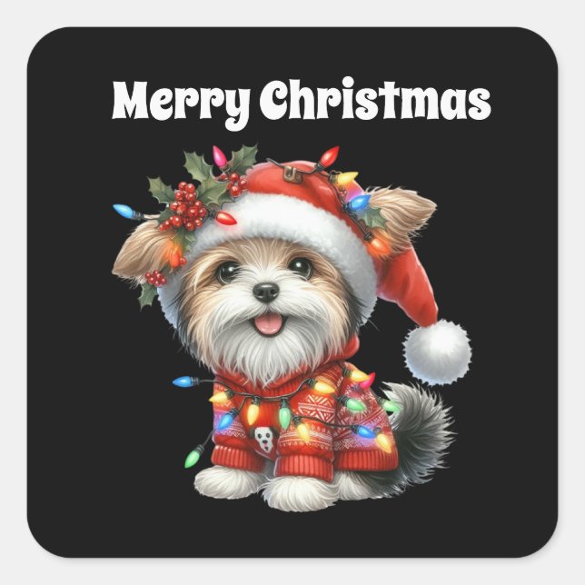 Pegatina Cuadrada Feliz Navidad (Anverso)