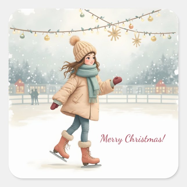 Pegatina Cuadrada ¡Feliz Navidad! (Anverso)