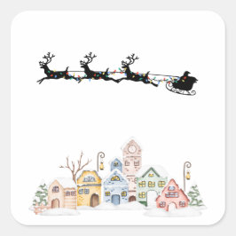 Pegatina Cuadrada Feliz Navidad