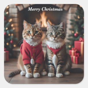 Pegatina Cuadrada Feliz Navidad