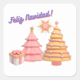 PEGATINA CUADRADA FELIZ NAVIDAD
