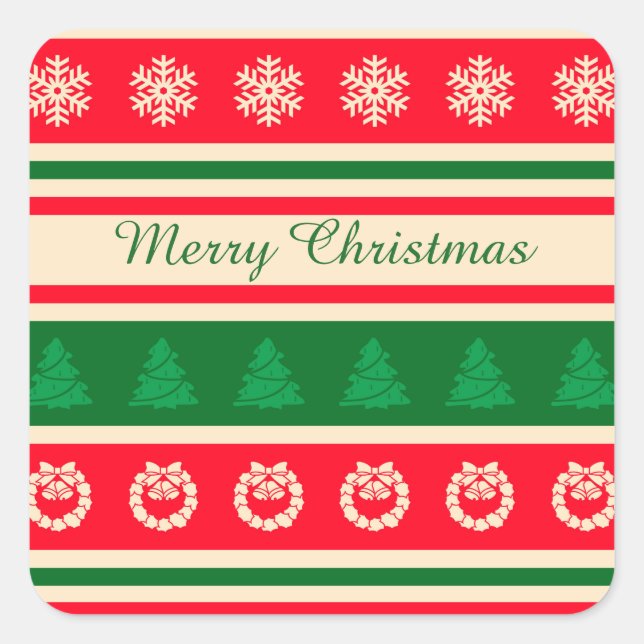 Pegatina Cuadrada Feliz Navidad (Anverso)