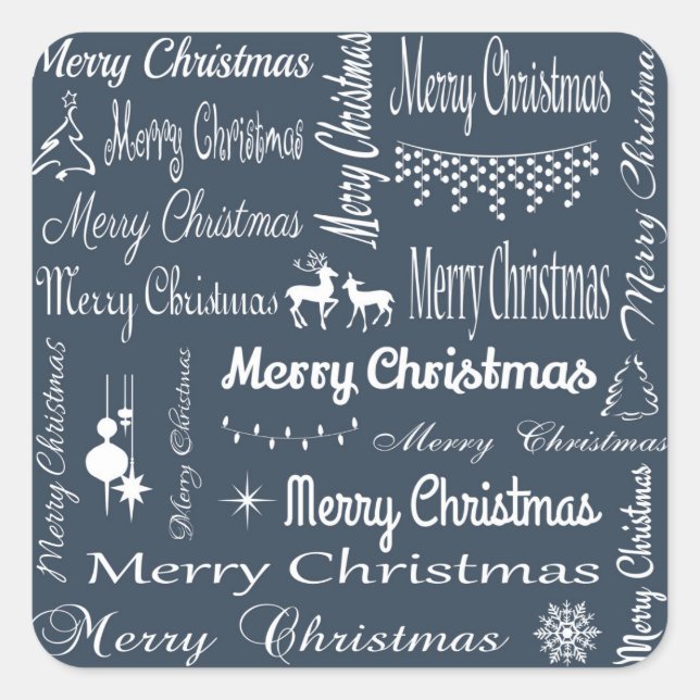 Pegatina Cuadrada Feliz Navidad (Anverso)