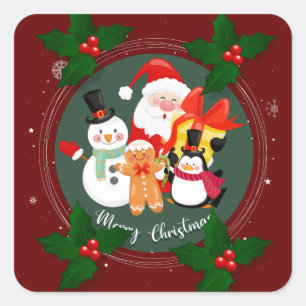 Pegatina Cuadrada Feliz Navidad    