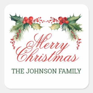 Pegatina Cuadrada Feliz Navidad