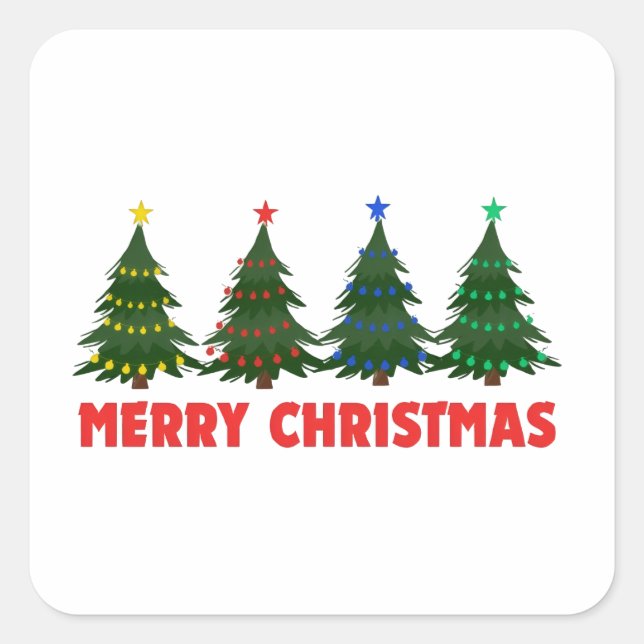 Pegatina Cuadrada Feliz Navidad (Anverso)