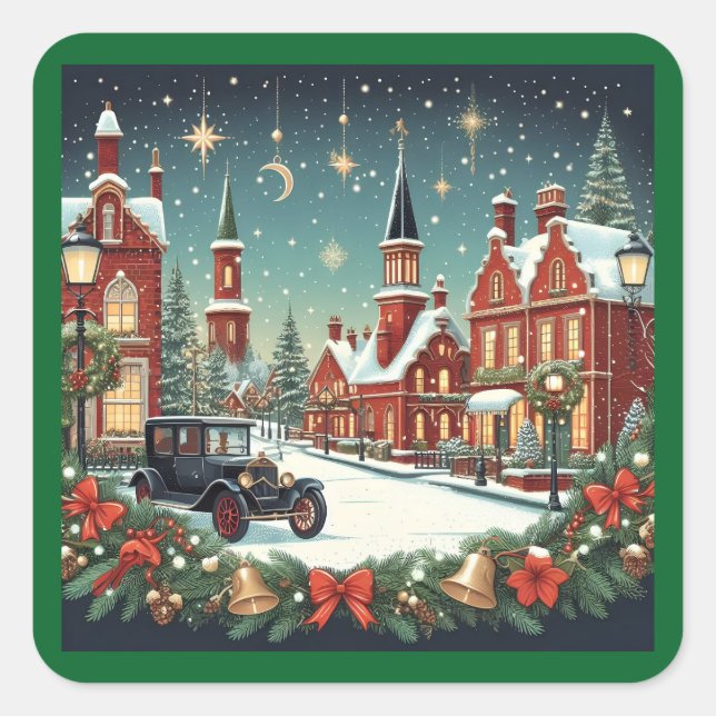Pegatina Cuadrada Feliz Navidad (Anverso)