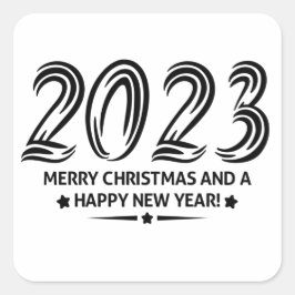 Pegatina Cuadrada Feliz Navidad 2023 y un feliz año nuevo