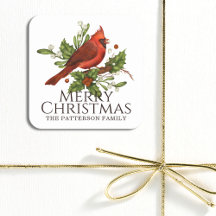 Feliz Navidad al cardenal rojo Holly Personalizado