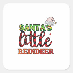 Pegatina Cuadrada Feliz Navidad amigos pequeños renos