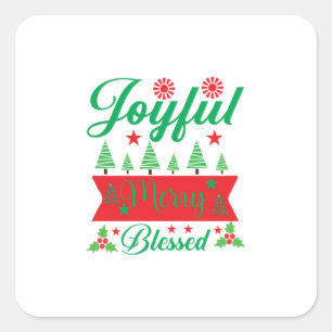 Pegatina Cuadrada Feliz Navidad Bendita Feliz Cereza