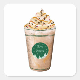 Pegatina Cuadrada Feliz Navidad Caramel Drizzte Latte