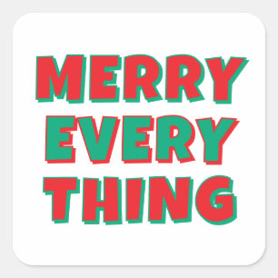 Pegatina Cuadrada Feliz Navidad Clásico Único Minimalista Sencillo