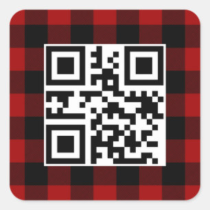 Pegatina Cuadrada Feliz Navidad Código QR En Búfalo Plantado