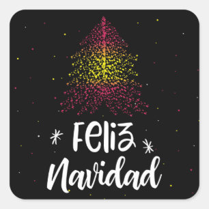 Pegatina Cuadrada Feliz Navidad con bandera española