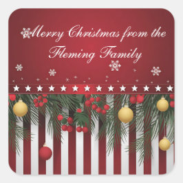 Pegatina Cuadrada Feliz Navidad de (su familia)