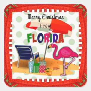 Pegatina Cuadrada ¡Feliz Navidad desde Florida—adormecimiento!