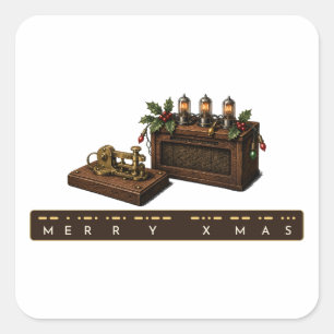 Pegatina Cuadrada Feliz Navidad en Código Morse